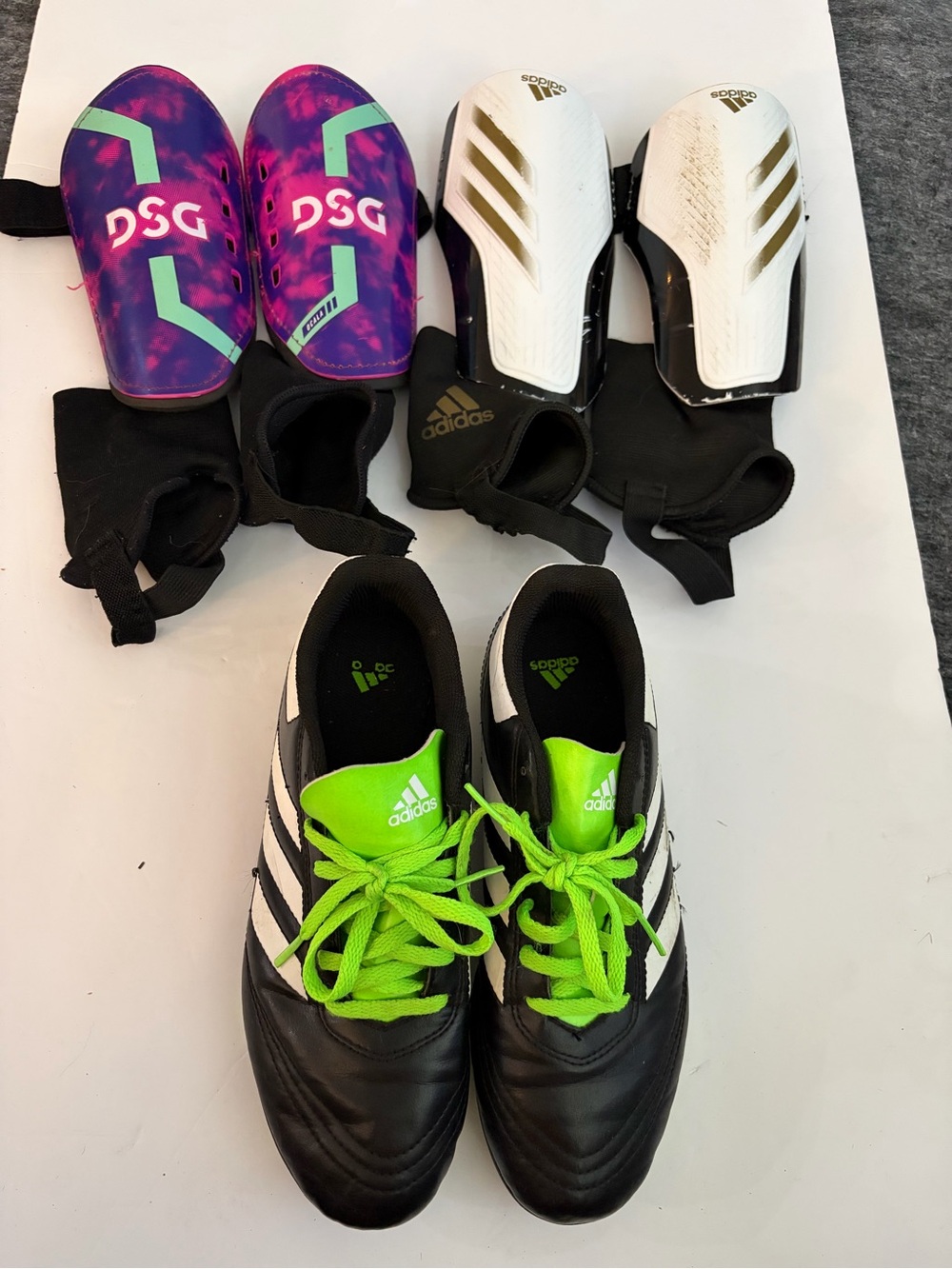 adidas Black Shoes with Neon Green Laces